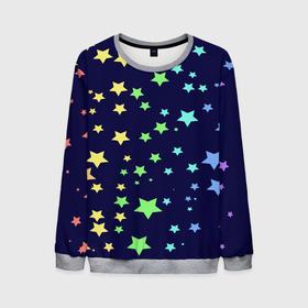 Мужской свитшот 3D с принтом Звезды в Курске, 100% полиэстер с мягким внутренним слоем | круглый вырез горловины, мягкая резинка на манжетах и поясе, свободная посадка по фигуре | звезда | звездопад | небо | ночь | разноцветный