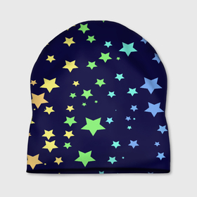 Шапка 3D с принтом Звезды в Курске, 100% полиэстер | универсальный размер, печать по всей поверхности изделия | звезда | звездопад | небо | ночь | разноцветный