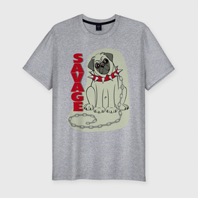 Мужская футболка хлопок Slim с принтом Свирепый мопс в Новосибирске, 92% хлопок, 8% лайкра | приталенный силуэт, круглый вырез ворота, длина до линии бедра, короткий рукав | dogs | pug | savage | злая собака | люблю мопсов | мопс | с мопсом | собаки