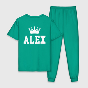 Мужская пижама хлопок с принтом АЛЕКС | Корона на спине , 100% хлопок | брюки и футболка прямого кроя, без карманов, на брюках мягкая резинка на поясе и по низу штанин
 | Тематика изображения на принте: alex | alexandr | alexandra | sanya | sasha | алекс | александр | александра | белый | королева | король | корона | на спине | принц | санек | саня | саша | текст