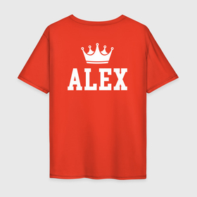 Мужская футболка хлопок Oversize с принтом АЛЕКС | Корона на спине в Новосибирске, 100% хлопок | свободный крой, круглый ворот, “спинка” длиннее передней части | alex | alexandr | alexandra | sanya | sasha | алекс | александр | александра | белый | королева | король | корона | на спине | принц | санек | саня | саша | текст