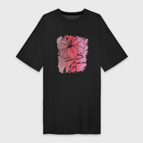 Платье-футболка хлопок с принтом Восточная лилия в Петрозаводске,  |  | графика | красный | лилия | природа | розовый | цветы