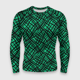 Мужской рашгард 3D с принтом Абстрактный зелено черный узор в Петрозаводске,  |  | абстрактный | зеленый | креативный камуфляж | линии | молодежный | полосатый | черный