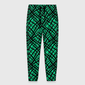 Мужские брюки 3D с принтом Абстрактный зелено-черный узор в Кировске, 100% полиэстер | манжеты по низу, эластичный пояс регулируется шнурком, по бокам два кармана без застежек, внутренняя часть кармана из мелкой сетки | абстрактный | зеленый | креативный камуфляж | линии | молодежный | полосатый | черный
