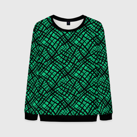 Мужской свитшот 3D с принтом Абстрактный зелено-черный узор в Белгороде, 100% полиэстер с мягким внутренним слоем | круглый вырез горловины, мягкая резинка на манжетах и поясе, свободная посадка по фигуре | абстрактный | зеленый | креативный камуфляж | линии | молодежный | полосатый | черный