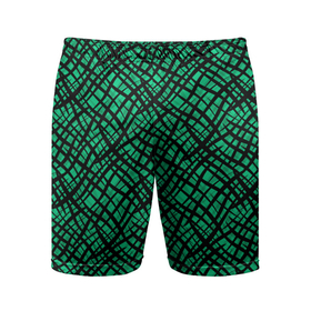 Мужские шорты спортивные с принтом Абстрактный зелено-черный узор в Кировске,  |  | абстрактный | зеленый | креативный камуфляж | линии | молодежный | полосатый | черный