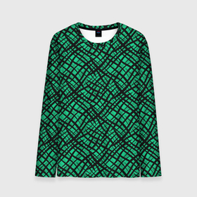 Мужской лонгслив 3D с принтом Абстрактный зелено-черный узор в Санкт-Петербурге, 100% полиэстер | длинные рукава, круглый вырез горловины, полуприлегающий силуэт | абстрактный | зеленый | креативный камуфляж | линии | молодежный | полосатый | черный