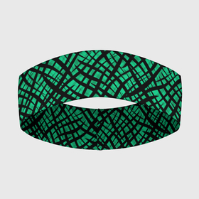 Повязка на голову 3D с принтом Абстрактный зелено черный узор в Санкт-Петербурге,  |  | абстрактный | зеленый | креативный камуфляж | линии | молодежный | полосатый | черный