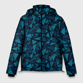 Мужская зимняя куртка 3D с принтом Синий  полигональный паттерн в Екатеринбурге, верх — 100% полиэстер; подкладка — 100% полиэстер; утеплитель — 100% полиэстер | длина ниже бедра, свободный силуэт Оверсайз. Есть воротник-стойка, отстегивающийся капюшон и ветрозащитная планка. 

Боковые карманы с листочкой на кнопках и внутренний карман на молнии. | любовь | молодежный | набросок | полосатый узор | популярный | рисунок | скетч | черно белый | школа