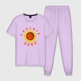 Мужская пижама хлопок с принтом Phoenix Suns в Санкт-Петербурге, 100% хлопок | брюки и футболка прямого кроя, без карманов, на брюках мягкая резинка на поясе и по низу штанин
 | basketball | mvp | nba | phoenix | sport | streetball | suns | аризона | баскетбол | игра | крис пол | мяч | нба | санс | спорт | стритбол | тренер | финикс | чемпион