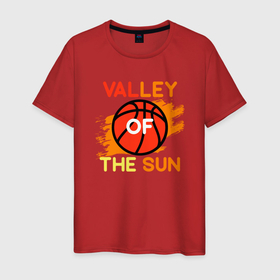 Мужская футболка хлопок с принтом Valley Of The Sun в Тюмени, 100% хлопок | прямой крой, круглый вырез горловины, длина до линии бедер, слегка спущенное плечо. | basketball | mvp | nba | phoenix | sport | streetball | suns | аризона | баскетбол | игра | крис пол | мяч | нба | санс | спорт | стритбол | тренер | финикс | чемпион