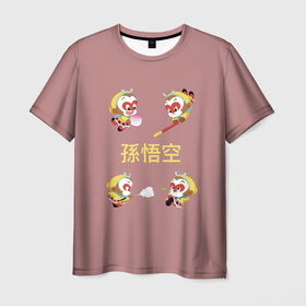 Мужская футболка 3D с принтом Сунь Укун - 4 настроения , 100% полиэфир | прямой крой, круглый вырез горловины, длина до линии бедер | Тематика изображения на принте: sun wukong | китайская мифология | путешествие на запад | сунь укун | царь обезьян