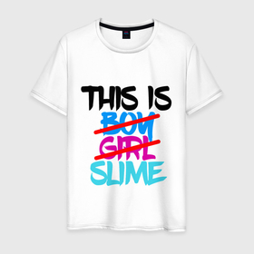 Мужская футболка хлопок с принтом THIS IS SLIME в Тюмени, 100% хлопок | прямой крой, круглый вырез горловины, длина до линии бедер, слегка спущенное плечо. | anime | rimuru | slime | tempest | аниме | о моем перерождении в слизь | римуру | слизь | темпест