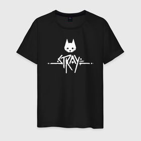 Мужская футболка хлопок с принтом Stray Game 2021 Logo в Петрозаводске, 100% хлопок | прямой крой, круглый вырез горловины, длина до линии бедер, слегка спущенное плечо. | Тематика изображения на принте: 2021 | cat | cyberpunk | game | stray | бродилка | бродить | бродячий | киберпанк | кот | стрей | стрэй