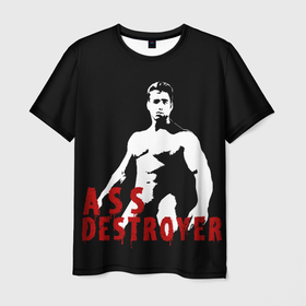 Мужская футболка 3D с принтом ASS DESTROYER SF 3D в Тюмени, 100% полиэфир | прямой крой, круглый вырез горловины, длина до линии бедер | асс дестроер | качек | мускулы | человек