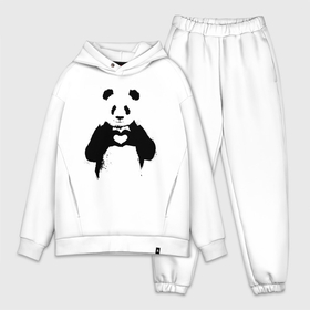 Мужской костюм хлопок OVERSIZE с принтом ПАНДА ЛАЙК   ЛЮБОВЬ   PANDA LOVE в Курске,  |  | heart | like | likes | love | paints | panda | брызги | животные | звери | краски | лайк | лайки | любовь | панда | сердечко | чб | чёрно белое
