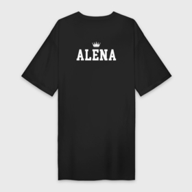 Платье-футболка хлопок с принтом Алена | Корона на спине в Тюмени,  |  | alena | алена | белый | день рождения | именная | имя | королева | король | корона | на спине | праздник | принц | текст