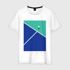 Мужская футболка хлопок с принтом Большой теннис в Тюмени, 100% хлопок | прямой крой, круглый вырез горловины, длина до линии бедер, слегка спущенное плечо. | tennis | большой | большой теннис | спорт | спортивная | теннис | теннисная