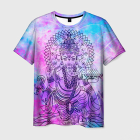 Мужская футболка 3D с принтом Буддизм в Курске, 100% полиэфир | прямой крой, круглый вырез горловины, длина до линии бедер | Тематика изображения на принте: smoke | буддизм | ганеша | космос