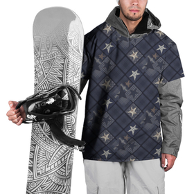 Накидка на куртку 3D с принтом Модное лоскутное шитье в Тюмени, 100% полиэстер |  | Тематика изображения на принте: джинсовый | заплатки | звезды | клетка | лоскуты | молодежный | пэчворк | серо синий | серый | темно серый