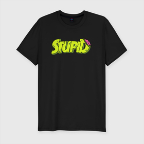 Мужская футболка хлопок Slim с принтом STUPID | ЗОМБИ в Курске, 92% хлопок, 8% лайкра | приталенный силуэт, круглый вырез ворота, длина до линии бедра, короткий рукав | green | stupid | zombie | зеленый | зомби | мозги
