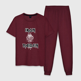 Мужская пижама хлопок с принтом IRON MAIDEN | АЙРОН МЕЙДЕН (Z) в Белгороде, 100% хлопок | брюки и футболка прямого кроя, без карманов, на брюках мягкая резинка на поясе и по низу штанин
 | iron maiden | logo | music | rock | айрон мэйден | железная дева | лого | музик | рок | стив харрис | ужасы | хеви метал
