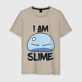 Мужская футболка хлопок с принтом I AM SLIME, Я СЛИЗЬ в Новосибирске, 100% хлопок | прямой крой, круглый вырез горловины, длина до линии бедер, слегка спущенное плечо. | Тематика изображения на принте: anime | rimuru | slime | tempest | аниме | о моем перерождении в слизь | римуру | слизь | темпест