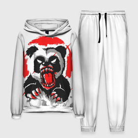 Мужской костюм 3D (с толстовкой) с принтом Злая Кровавая Панда в Кировске,  |  | Тематика изображения на принте: animal | beast | blood | fire | monster | panda | животные | звери | зубы | кровь | монстр | огонь | панда | хищник
