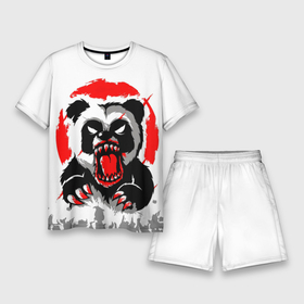 Мужской костюм с шортами 3D с принтом Злая Кровавая Панда в Курске,  |  | animal | beast | blood | fire | monster | panda | животные | звери | зубы | кровь | монстр | огонь | панда | хищник