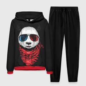 Мужской костюм 3D (с толстовкой) с принтом Панда Хипстер в Очках в Екатеринбурге,  |  | Тематика изображения на принте: animal | funny | panda | животные | звери | милые | очки | панда | прикол | хипстер