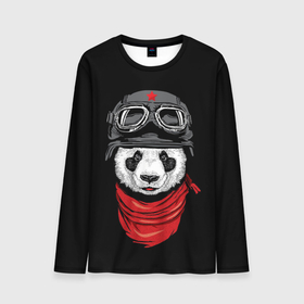Мужской лонгслив 3D с принтом Панда Танкист  в Новосибирске, 100% полиэстер | длинные рукава, круглый вырез горловины, полуприлегающий силуэт | Тематика изображения на принте: animal | funny | panda | военный | животные | звери | милые | очки | панда | прикол | хипстер