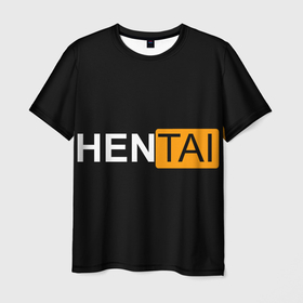 Мужская футболка 3D с принтом Надпись hentai в Курске, 100% полиэфир | прямой крой, круглый вырез горловины, длина до линии бедер | надпись