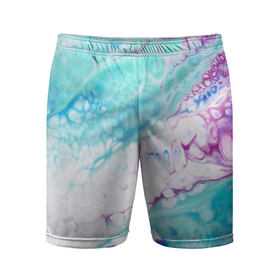 Мужские шорты спортивные с принтом Цветная морская пена в Санкт-Петербурге,  |  | абстракция | волна | море | мрамор | пена | пузыри