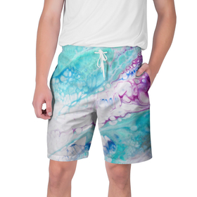 Мужские шорты 3D с принтом Цветная морская пена в Екатеринбурге,  полиэстер 100% | прямой крой, два кармана без застежек по бокам. Мягкая трикотажная резинка на поясе, внутри которой широкие завязки. Длина чуть выше колен | абстракция | волна | море | мрамор | пена | пузыри