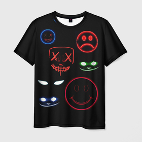 Мужская футболка 3D с принтом взгляд в Санкт-Петербурге, 100% полиэфир | прямой крой, круглый вырез горловины, длина до линии бедер | eyes | face | red | smiley | smiley face | глаза | красный | смайлики