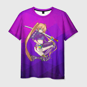 Мужская футболка 3D с принтом Аниме девушка 18+ , 100% полиэфир | прямой крой, круглый вырез горловины, длина до линии бедер | аниме | анимешная | вайфу | девочка | девушка | кавайная | милая | тян | фиолетовые волосы