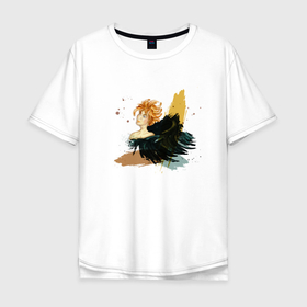 Мужская футболка хлопок Oversize с принтом Fallen Angel , 100% хлопок | свободный крой, круглый ворот, “спинка” длиннее передней части | angel | ангел | голубые глаза | живопись | крылья | мальчик | мифология | падший ангел | сказка | фольклор