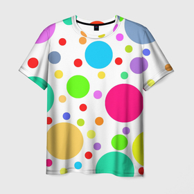 Мужская футболка 3D с принтом Polka dot в Санкт-Петербурге, 100% полиэфир | прямой крой, круглый вырез горловины, длина до линии бедер | dotted | в горошек | зелёный | красный | разноцветный | синий | узор