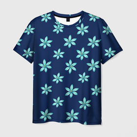 Мужская футболка 3D с принтом Цветы | Голубые , 100% полиэфир | прямой крой, круглый вырез горловины, длина до линии бедер | весна | дерево | природа | розы | цветок | цветы