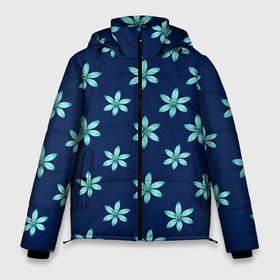 Мужская зимняя куртка 3D с принтом Цветы | Голубые в Тюмени, верх — 100% полиэстер; подкладка — 100% полиэстер; утеплитель — 100% полиэстер | длина ниже бедра, свободный силуэт Оверсайз. Есть воротник-стойка, отстегивающийся капюшон и ветрозащитная планка. 

Боковые карманы с листочкой на кнопках и внутренний карман на молнии. | весна | дерево | природа | розы | цветок | цветы