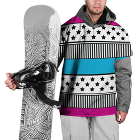 Накидка на куртку 3D с принтом Молодежный современный узор в Тюмени, 100% полиэстер |  | Тематика изображения на принте: звезды | модный | полосатый пэчворк | полосатый узор | популярный | пэчворк | розовый | черный