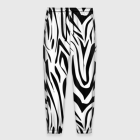 Мужские брюки 3D с принтом Черно-белая зебра в Тюмени, 100% полиэстер | манжеты по низу, эластичный пояс регулируется шнурком, по бокам два кармана без застежек, внутренняя часть кармана из мелкой сетки | зебра | модный | молодежный | популярный | современный | тигровый | тренд | черно белый
