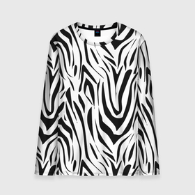 Мужской лонгслив 3D с принтом Черно-белая зебра , 100% полиэстер | длинные рукава, круглый вырез горловины, полуприлегающий силуэт | Тематика изображения на принте: зебра | модный | молодежный | популярный | современный | тигровый | тренд | черно белый