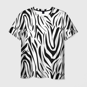 Мужская футболка 3D с принтом Черно-белая зебра , 100% полиэфир | прямой крой, круглый вырез горловины, длина до линии бедер | зебра | модный | молодежный | популярный | современный | тигровый | тренд | черно белый