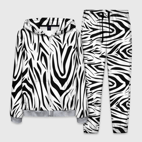 Мужской костюм 3D с принтом Черно-белая зебра в Петрозаводске, 100% полиэстер | Манжеты и пояс оформлены тканевой резинкой, двухслойный капюшон со шнурком для регулировки, карманы спереди | зебра | модный | молодежный | популярный | современный | тигровый | тренд | черно белый