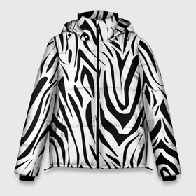 Мужская зимняя куртка 3D с принтом Черно белая зебра в Курске, верх — 100% полиэстер; подкладка — 100% полиэстер; утеплитель — 100% полиэстер | длина ниже бедра, свободный силуэт Оверсайз. Есть воротник-стойка, отстегивающийся капюшон и ветрозащитная планка. 

Боковые карманы с листочкой на кнопках и внутренний карман на молнии. | зебра | модный | молодежный | популярный | современный | тигровый | тренд | черно белый