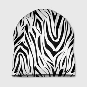 Шапка 3D с принтом Черно-белая зебра в Санкт-Петербурге, 100% полиэстер | универсальный размер, печать по всей поверхности изделия | зебра | модный | молодежный | популярный | современный | тигровый | тренд | черно белый