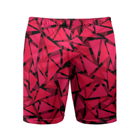 Мужские шорты спортивные с принтом Красно-черный полигональный в Тюмени,  |  | Тематика изображения на принте: абстрактный | алый | геометрический | детский | красный | молодежный | современный | текстура | треугольники | узор