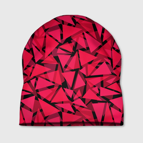 Шапка 3D с принтом Красно-черный полигональный , 100% полиэстер | универсальный размер, печать по всей поверхности изделия | Тематика изображения на принте: абстрактный | алый | геометрический | детский | красный | молодежный | современный | текстура | треугольники | узор