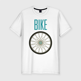 Мужская футболка хлопок Slim с принтом Велосипед, колесо в Новосибирске, 92% хлопок, 8% лайкра | приталенный силуэт, круглый вырез ворота, длина до линии бедра, короткий рукав | bike | байк | вело | велобайк | велосипед | велосипедные | велоспорт | для велосипеда | колесо | спорт